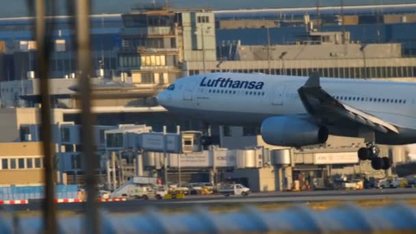 Landning av flygplan i Frankfurt — Stockvideo