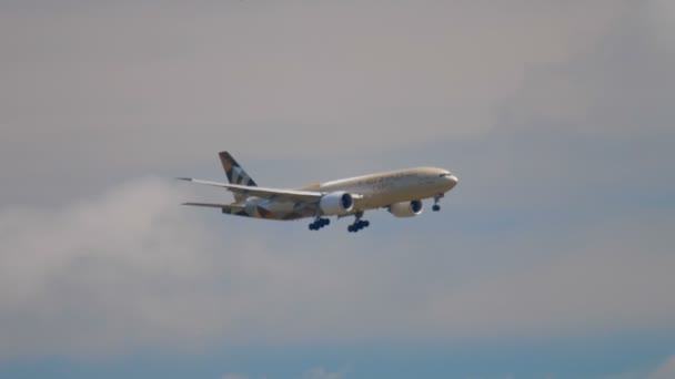 Großraumflugzeug im Landeanflug — Stockvideo