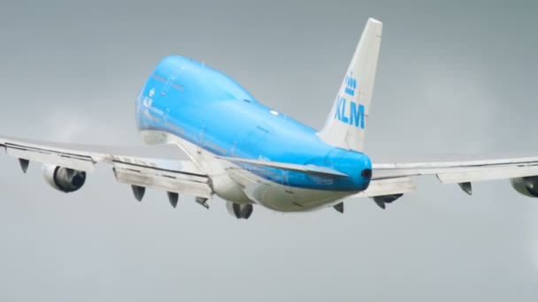 Klm boeing 747 Abfahrt — Stockvideo
