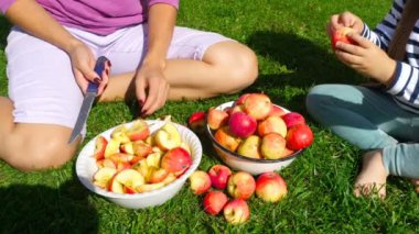 Kadın elma reçeli için keser