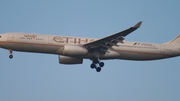 Etihad Airbus 330 acercándose — Vídeos de Stock