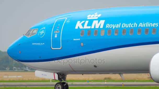 KLM Boeing 737 kalkış önce Taksilemek — Stok video
