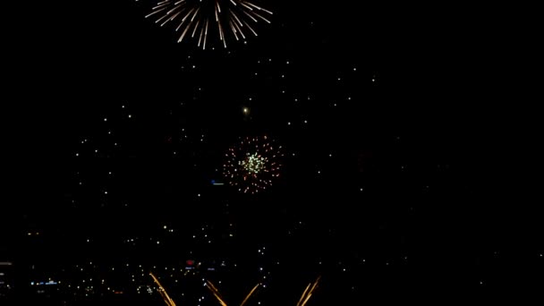 Fogos de artifício piscando à noite — Vídeo de Stock