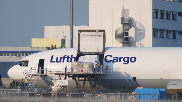 Cargueiro aéreo perto do terminal de carga — Vídeo de Stock