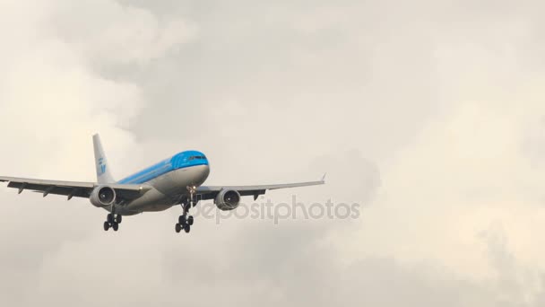 KLM Airbus A330 landing — Stockvideo