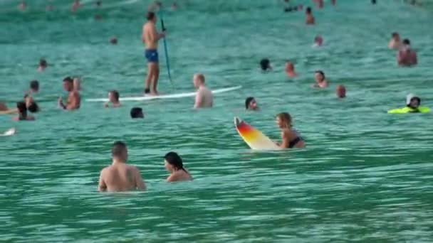 Surfer auf den Wellen — Stockvideo