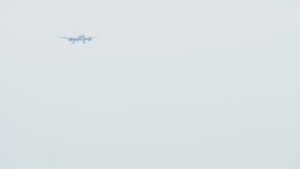 Samolot szerokokadłubowy zbliża się nad oceanem — Wideo stockowe