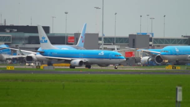 Samolotów na lotnisko Schiphol można natomiast fartuch — Wideo stockowe