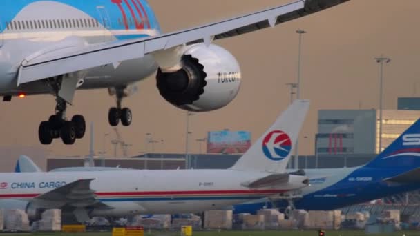 TUI Voar Boeing 787 Dreamliner pouso — Vídeo de Stock