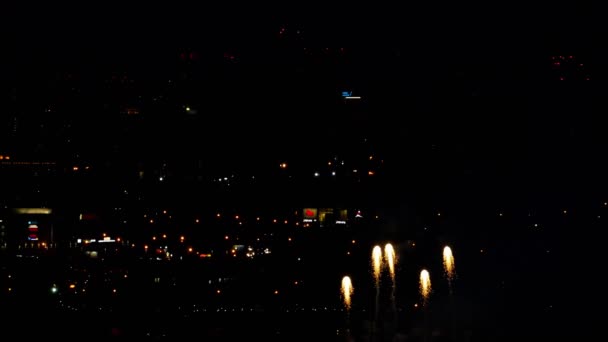 Fogos de artifício piscando à noite — Vídeo de Stock