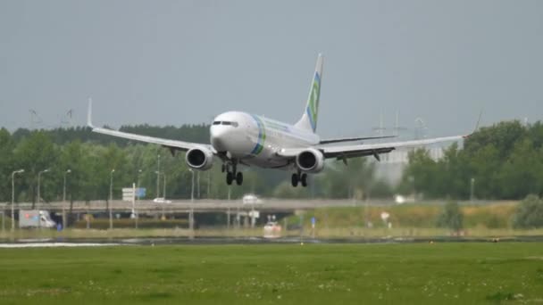 Landning av Transavia Boeing 737 — Stockvideo