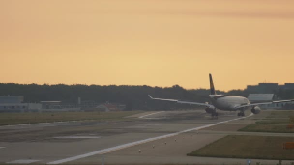Letadlo přistává časně ráno. — Stock video