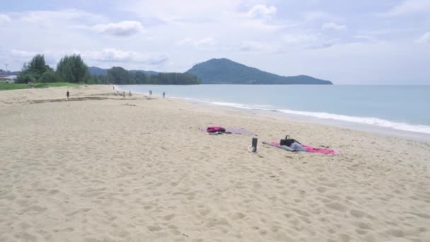 Mai Khao beach near Phuket airport — Stock Video