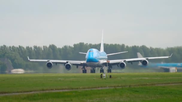 Klm boeing 747 abheben — Stockvideo