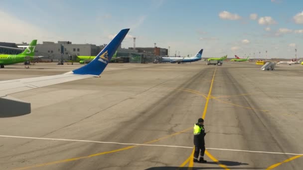 Tolmachevo аеропорт фартух — стокове відео
