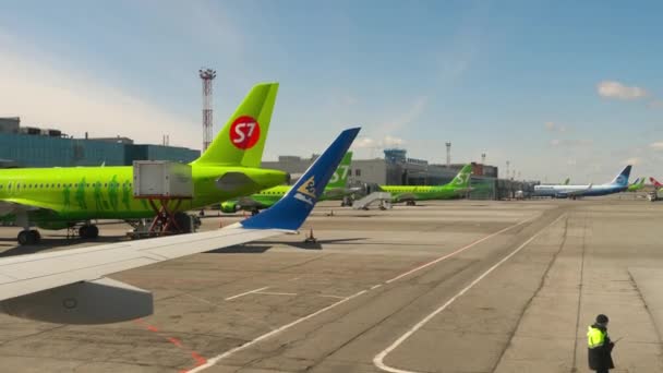 Tolmachevo apron bandara — Stok Video