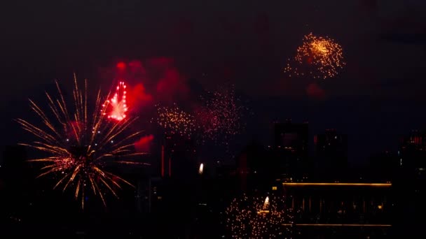 Berwarna kembang api di festival hari Kota — Stok Video