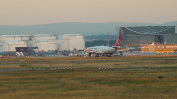 Avión aterrizando en Frankfurt — Vídeos de Stock