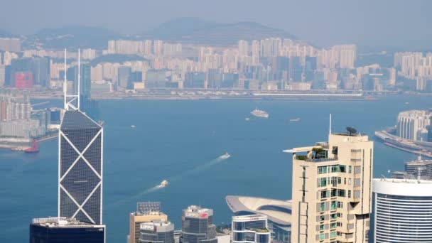 Hong kong stadsutsikt från toppen — Stockvideo