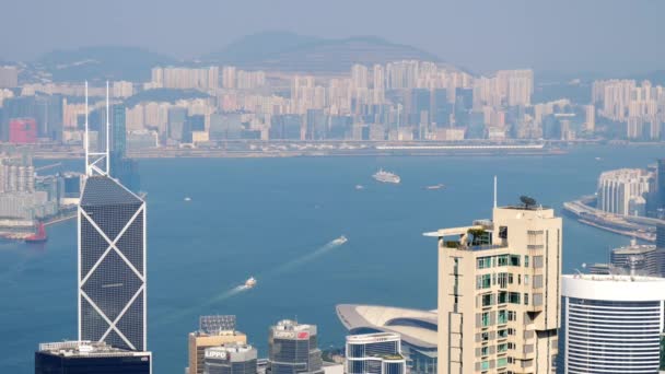 Hong kong stadsutsikt från toppen — Stockvideo