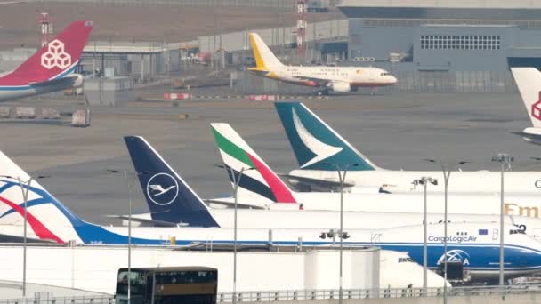 Widok z lotu ptaka na terminal Gargo międzynarodowego lotniska w Hongkongu — Wideo stockowe