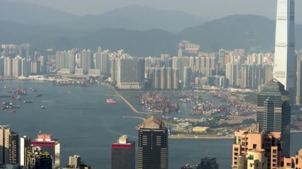 Tidpunkt för fartygstrafiken i Hongkong — Stockvideo