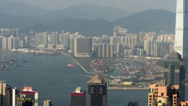Hong Kong cargo vista porto dal picco, timelapse — Video Stock