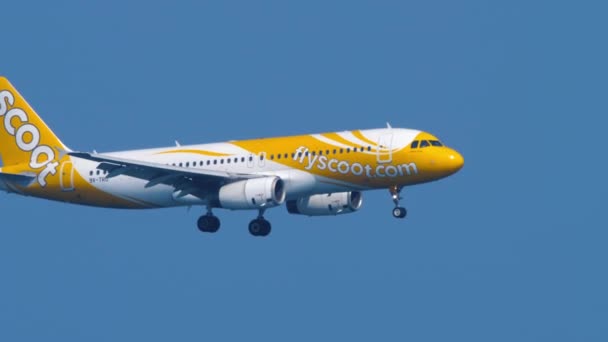 Scoot Airbus A320 se aproximando sobre o oceano — Vídeo de Stock