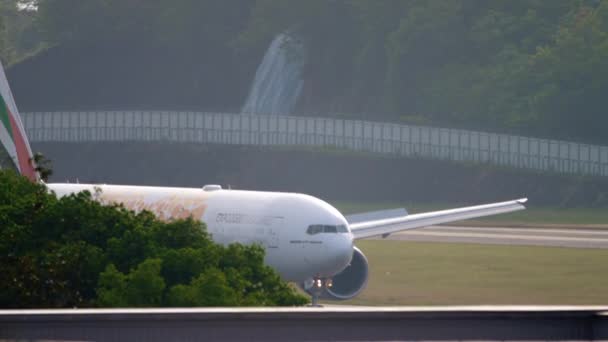 Flugzeug bremst nach der Landung — Stockvideo