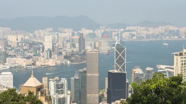 Widok na miasto Hongkong ze szczytu, timelapse — Wideo stockowe
