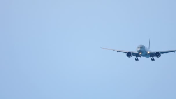 Groot vliegtuig nadert voor de landing — Stockvideo