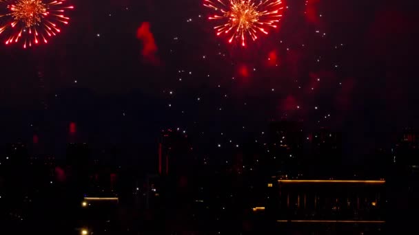 Kleurrijk van vuurwerk op City day festival — Stockvideo