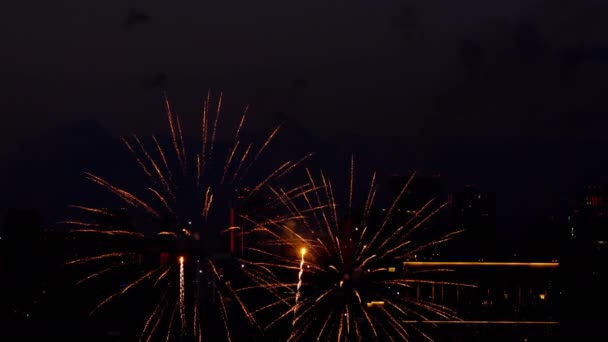 Colorido de fogos de artifício no festival do dia da cidade — Vídeo de Stock