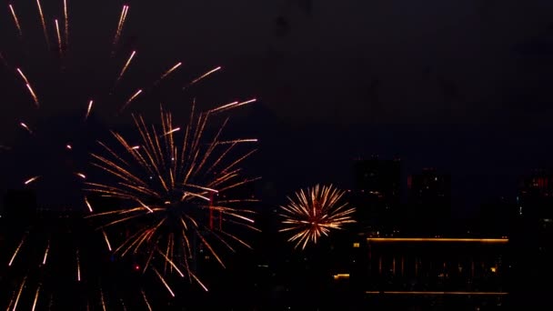 Colorido de fogos de artifício no festival do dia da cidade — Vídeo de Stock