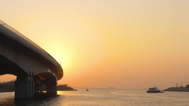 Hong Kong - Macau bridge at Sunset — Stock Video