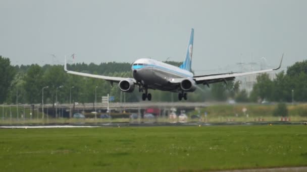 KLM retro livery Boeing 737 pouso — Vídeo de Stock