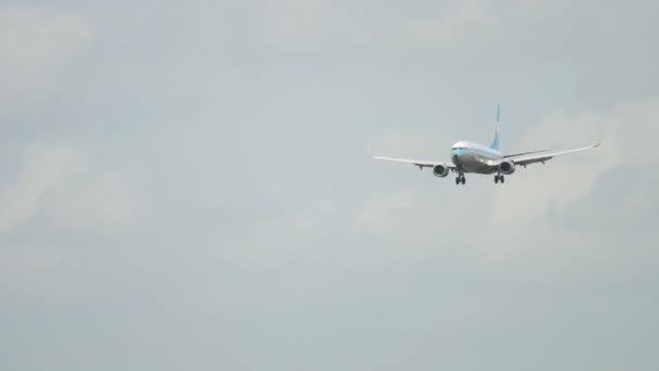 Klm retro livery Boeing 737 προσγείωση — Αρχείο Βίντεο