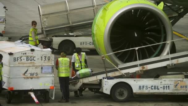 Chargement des bagages à bord de l'avion — Video