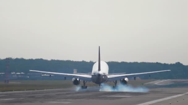 Atterrissage de l'avion tôt le matin — Video
