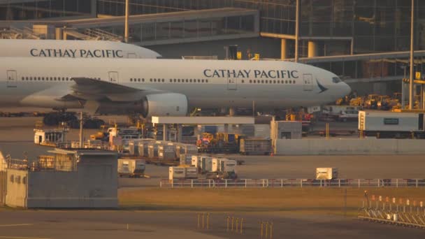 Boeing 777 auf dem Flughafen von Hongkong — Stockvideo