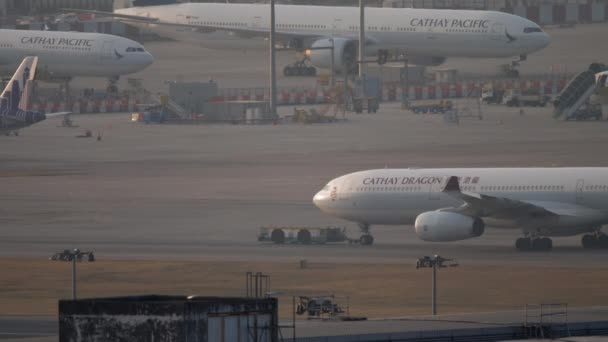 Cathay Dragon Airbus A330 towing — Stock Video