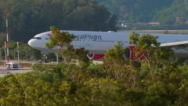 幅広の飛行機が近づいて着陸する — ストック動画