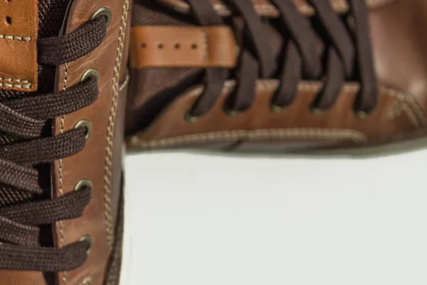 Ett par Mens bruna skor. Flat Lay — Stockfoto