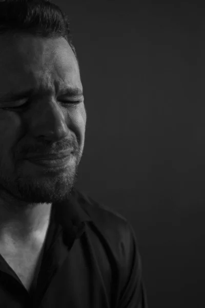 Männliches Schwarz Weiß Emotionalporträt Emotionen Und Ihr Leben — Stockfoto