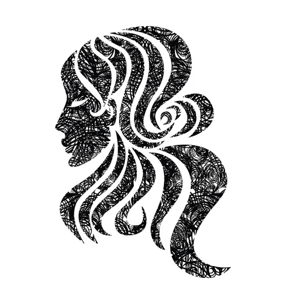 Mujer con hermoso cabello con textura grunge — Vector de stock