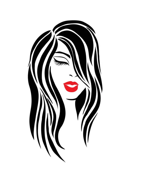 Ilustración de mujer con cabello hermoso — Vector de stock