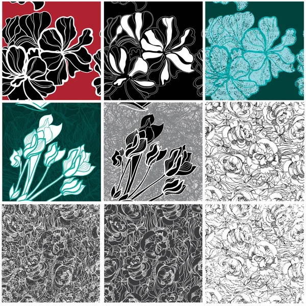 Vector patrón floral sin costura —  Fotos de Stock