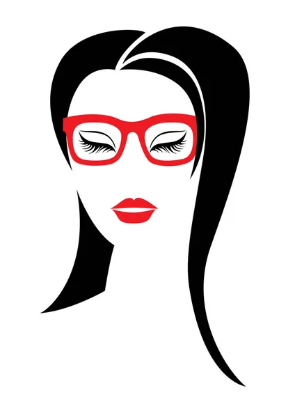 Wanita dengan rambut indah dalam kacamata - Stok Vektor