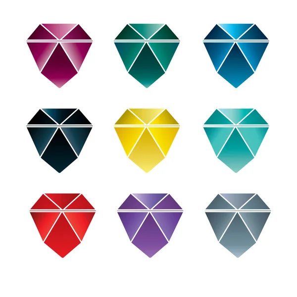 Ensemble vectoriel de pierres colorées — Image vectorielle