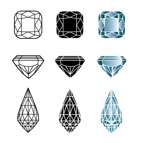 Vector set of diamonds — Stock Vector